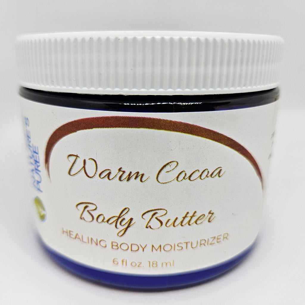 Jar of Warm Cocoa Body Butter on a white background